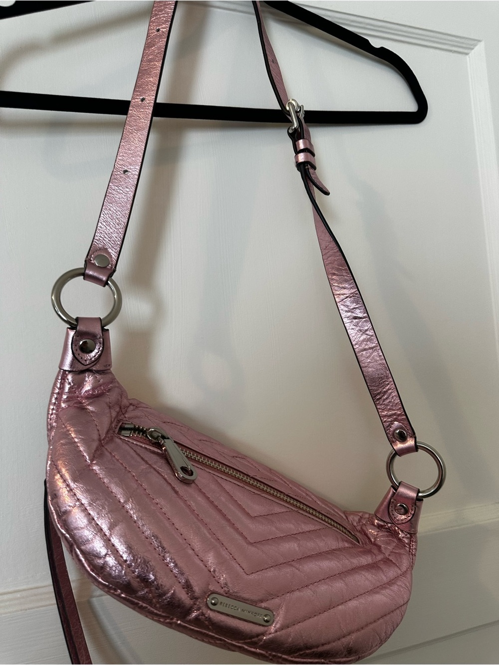 Rebecca Minkoff Metallic Pink Quilted Crossbody/Fanny Belt Bag - Picture 9 of 10